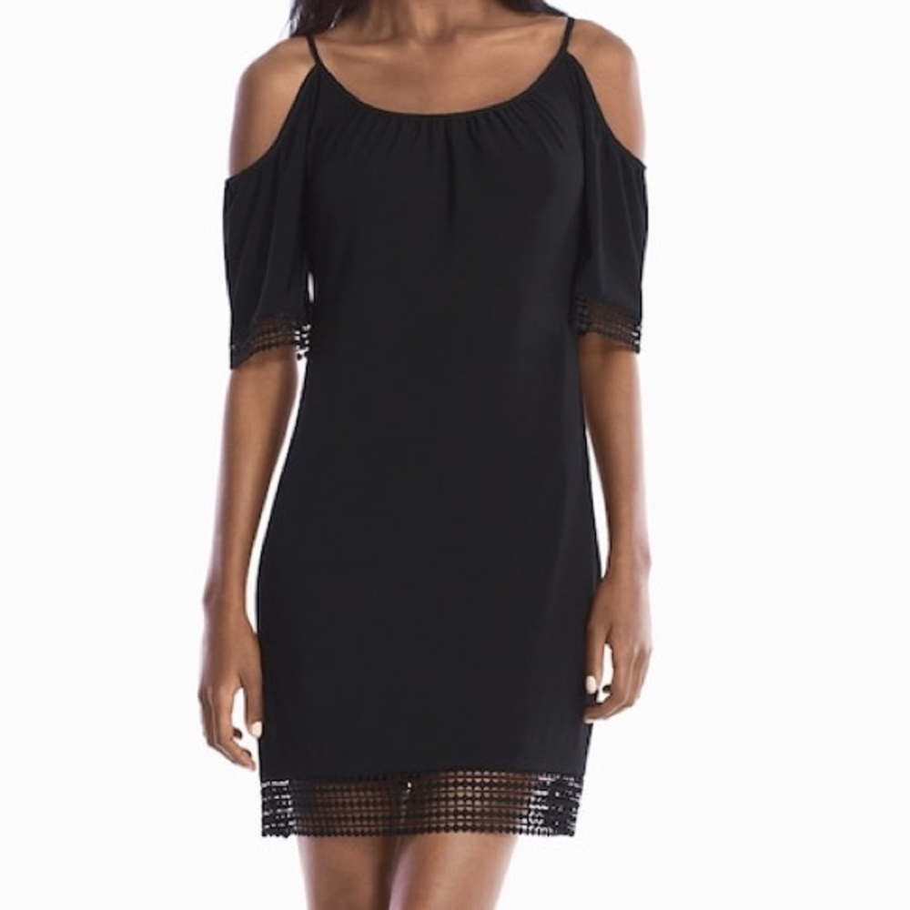 NWT Cold Shoulder Black Knit Shift Dress WHBM